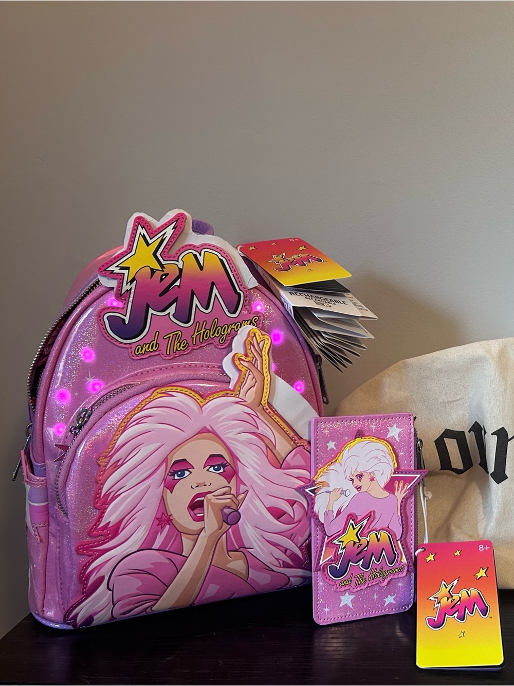Loungefly Jem and The Holograms 40th Anniversary Light-Up Mini Backpack & Wallet